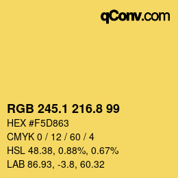 カラーコード: RGB 245.1 216.8 99 | qconv.com
