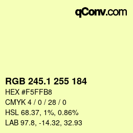 カラーコード: RGB 245.1 255 184 | qconv.com