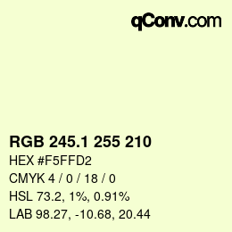 Color code: RGB 245.1 255 210 | qconv.com