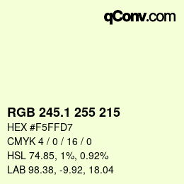 カラーコード: RGB 245.1 255 215 | qconv.com