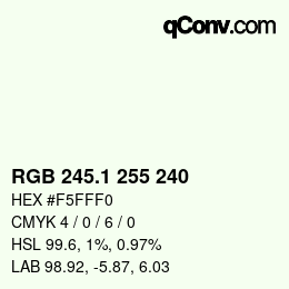 Color code: RGB 245.1 255 240 | qconv.com