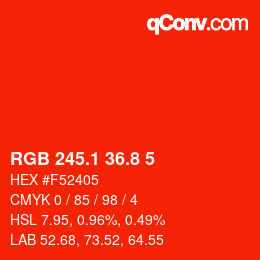カラーコード: RGB 245.1 36.8 5 | qconv.com
