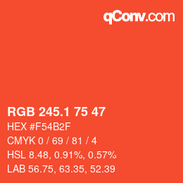 カラーコード: RGB 245.1 75 47 | qconv.com