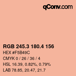 カラーコード: RGB 245.3 180.4 156 | qconv.com