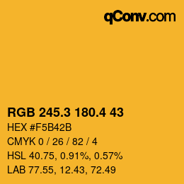 カラーコード: RGB 245.3 180.4 43 | qconv.com