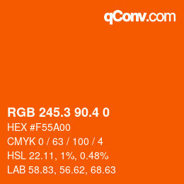 カラーコード: RGB 245.3 90.4 0 | qconv.com