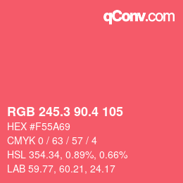 カラーコード: RGB 245.3 90.4 105 | qconv.com