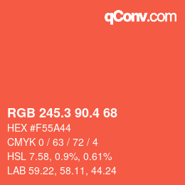 カラーコード: RGB 245.3 90.4 68 | qconv.com