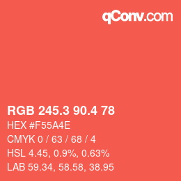 カラーコード: RGB 245.3 90.4 78 | qconv.com