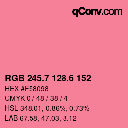 カラーコード: RGB 245.7 128.6 152 | qconv.com