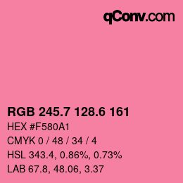 カラーコード: RGB 245.7 128.6 161 | qconv.com