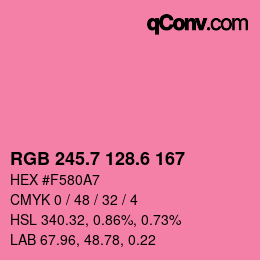 カラーコード: RGB 245.7 128.6 167 | qconv.com