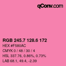 カラーコード: RGB 245.7 128.6 172 | qconv.com