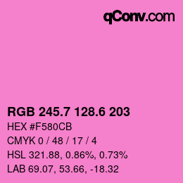カラーコード: RGB 245.7 128.6 203 | qconv.com