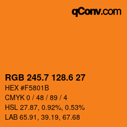 カラーコード: RGB 245.7 128.6 27 | qconv.com