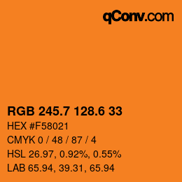 カラーコード: RGB 245.7 128.6 33 | qconv.com