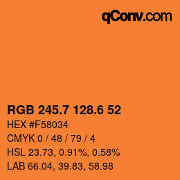 カラーコード: RGB 245.7 128.6 52 | qconv.com