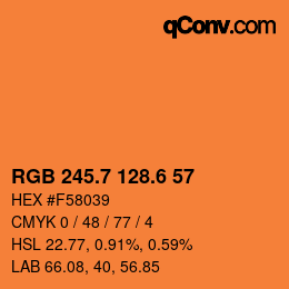 カラーコード: RGB 245.7 128.6 57 | qconv.com