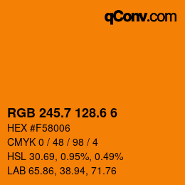 カラーコード: RGB 245.7 128.6 6 | qconv.com