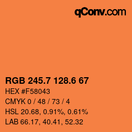 カラーコード: RGB 245.7 128.6 67 | qconv.com