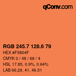 カラーコード: RGB 245.7 128.6 79 | qconv.com