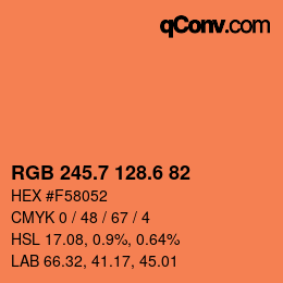 カラーコード: RGB 245.7 128.6 82 | qconv.com
