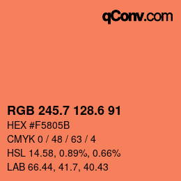 カラーコード: RGB 245.7 128.6 91 | qconv.com