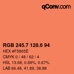 カラーコード: RGB 245.7 128.6 94 | qconv.com