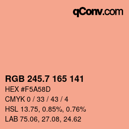 カラーコード: RGB 245.7 165 141 | qconv.com