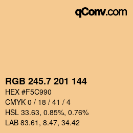 カラーコード: RGB 245.7 201 144 | qconv.com
