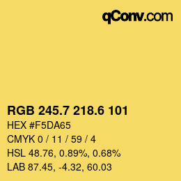 カラーコード: RGB 245.7 218.6 101 | qconv.com