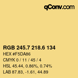カラーコード: RGB 245.7 218.6 134 | qconv.com