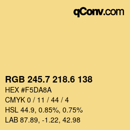 カラーコード: RGB 245.7 218.6 138 | qconv.com