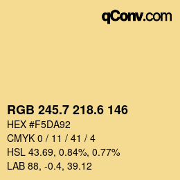 カラーコード: RGB 245.7 218.6 146 | qconv.com