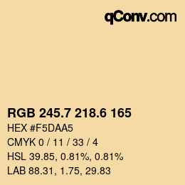 カラーコード: RGB 245.7 218.6 165 | qconv.com