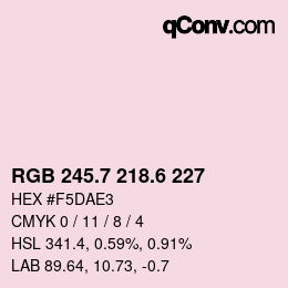 カラーコード: RGB 245.7 218.6 227 | qconv.com