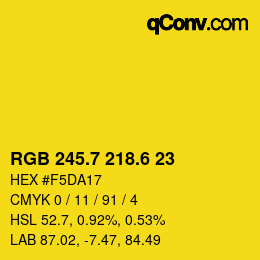 カラーコード: RGB 245.7 218.6 23 | qconv.com