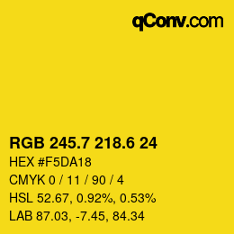 カラーコード: RGB 245.7 218.6 24 | qconv.com