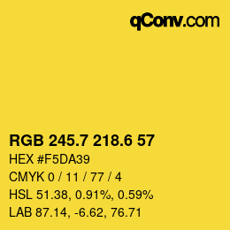 カラーコード: RGB 245.7 218.6 57 | qconv.com