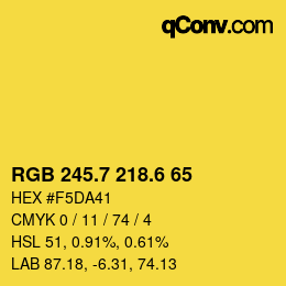 カラーコード: RGB 245.7 218.6 65 | qconv.com