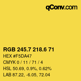 カラーコード: RGB 245.7 218.6 71 | qconv.com