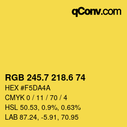 カラーコード: RGB 245.7 218.6 74 | qconv.com