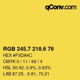 カラーコード: RGB 245.7 218.6 76 | qconv.com