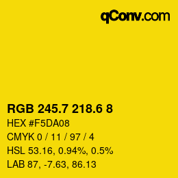 カラーコード: RGB 245.7 218.6 8 | qconv.com