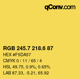 カラーコード: RGB 245.7 218.6 87 | qconv.com