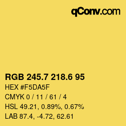 カラーコード: RGB 245.7 218.6 95 | qconv.com
