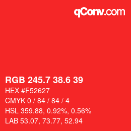 カラーコード: RGB 245.7 38.6 39 | qconv.com