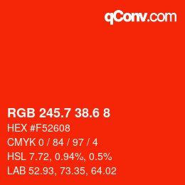 カラーコード: RGB 245.7 38.6 8 | qconv.com