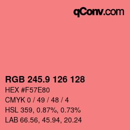 カラーコード: RGB 245.9 126 128 | qconv.com