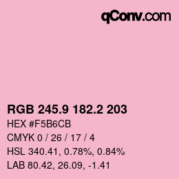 カラーコード: RGB 245.9 182.2 203 | qconv.com